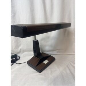Vintage UL Gooseneck Adjustable Desk Lamp Wood Grain 80s Prop MCM 18" Mad Men
